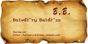 Bolváry Balázs névjegykártya